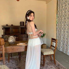 Elegant Sexy Swimsuit Women Beach Holiday Wear Bikini Korean Fashion Hot Spring Swimwear White Girls Monokini Summer