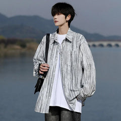 Long Sleeve Shirts Striped Spring outdoor Fashing 2025 New Breathable Hiking Work Shirt Casual Button Down Shirt with Pocket voguable