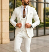Voguable Three-Piece Luxury Men's Suit Elegant Bespoke Wedding & Prom Attire Groom Outfit (Jacket+Vest+Pant) voguable