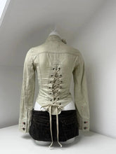 Voguable Retro Gothic Light Khaki Stand Up Collar Jacket for Women American Red Contrasting Button Slim Fit Drawstring Long Sleeved Top voguable