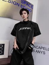 Voguable Stylish Street Letter Splicing Design Short Sleeve Tops Men's Personality Shoulder Pad Original Handsome T Shirts voguable