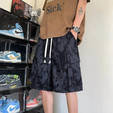 Summer Corduroy Shorts Men Fashion Retro Cargo Shorts Men Japanese Streetwear Hip-hop Loose Tie Dye Shorts Man Vintage Shorts voguable