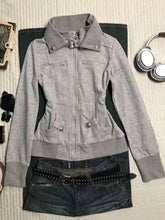 Voguable 90s Harajuku Vintage Streetwear Button Hooded Sweatshirts Casual Aesthetic Grunge Stand Neck Jacket Y2k Retro Outfit Outerwear voguable