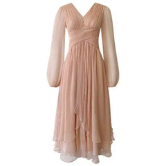 Embroidered Flares Lace-up Women's Backless Dress Solid Color V-Neck Lantern Sleeve 2025 Spring New Dresses Female voguable