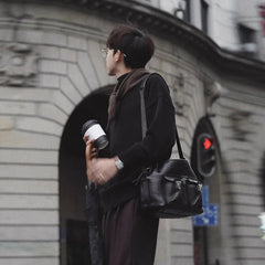 New Korean Fashion Men Sweater Light Luxury Trendy Turtleneck Knit Solid Color Pullover Leisure Retro Long Sleeve Basic Knitwear voguable