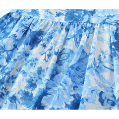 Voguable Women Sexy Backless Halter Blue Floral Print Midi Dresses Sleeveless Female Holiday Summer Dresses voguable