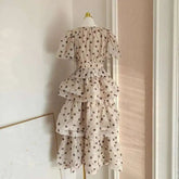 Fashion printing folds 2 piece set Women's puff sleeve tops High waist skirt suit 2025 summer new tide voguable