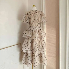 Fashion printing folds 2 piece set Women's puff sleeve tops High waist skirt suit 2025 summer new tide voguable