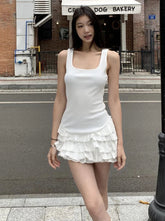 Black Sweet Camis Dress Women Summer Fashion Ruffle Patchwork Streetwear Tutu Dress Sexy Slim Sleeveless Mini Vestidos Female voguable