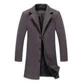 Autumn Winter Fashion Men's Woolen Coats Solid Color Single Breasted Lapel Long Coat Jacket Casual Overcoat Plus Size 5 Colors voguable