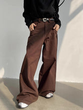 Voguable Autumn Grey Flowy Baggy Wide Leg Pants for Mens Floor Length Fashion Clothing Loose Casual Dark Brown Trousers voguable