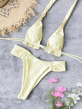 Voguable Sexy Triangle Bikini Women Yellow Metal 3D Snake Strap Push Up Pleate Thong Swimsuit Summer Bathing Suit Bandage Swimwear voguable