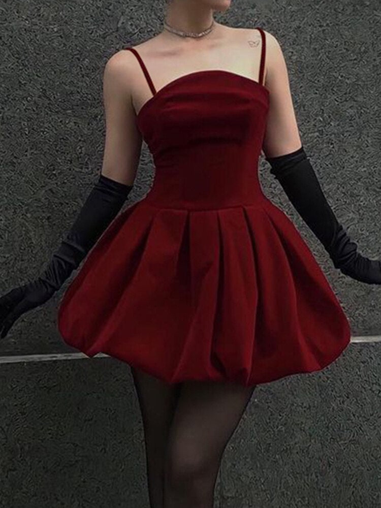 Red Strap Ruched Off-Shoulder Evening Party Dress mysite