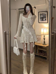 Voguable 2024 Spring French Elegant Y2k Mini Dress Woman Short Party Pure Color Casual Dress Office Lady One Piece Dress Korean Fashion voguable