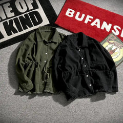 Japanese Cargo Retro Jacket Men 2025 Spring Loose Large Size Army Green Denim Jacket Preppy Trendy High-end Simple Jacket Chic voguable