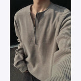 New Men Slim Fit Half Zip Solid Color Round Neck Long Sleeve Tshirt Spring Base shirt Casual Streetwear Hot Sale Trend T shirt voguable