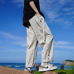 Voguable American Style Trousers Trendy Men's Spring Autumn Loose Wide-leg Trendy Parachute Soldier Workwear Casual Straight Pants voguable