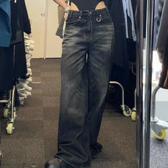 Voguable Female 2024 Summer Wide Leg Pants High Waisted Loose Jeans Woman Vintage Street Fashion Harajuku Y2K Pant Trousers voguable