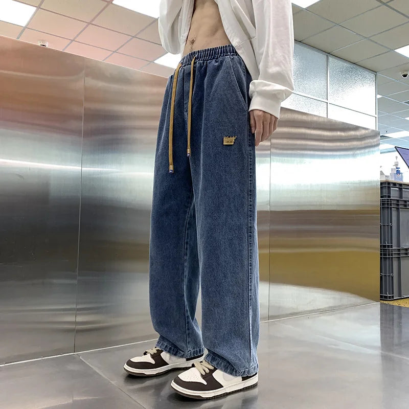 Retro Hip Hop Harajuku Oversized Mens Jeans Pants Loose Straight Wide Leg Denim Trousers gotmes-shop