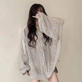 Women Thin Linen Jacket Fashion Ladies Outerwear White Sunscreen Clothing Retro Loose Long Sleeve Female Knitted Cardigan 2025 voguable