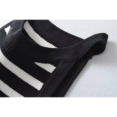 Voguable Summer Women Sexy Slim Sleeveless Striped Halter Knit Top voguable