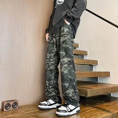 camouflage Jeans Men straight Pants patchwork male jean Fit Patchwork Streetwear Men's Trousers Denim Large size Hip Hop voguable