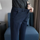 Men Suit Pant Plus Size 40 38 2024 Autumn Solid Elastic Waist Dress Pants Men Slim Business Office Social Ankle Length Trousers voguable