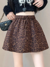 Y2K Leopard Mini Skirt Women High Waist Faux Suede Fabric A Line Skirts Streetwear Fall Winter Loose Vintage Sexy Skirts voguable