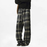 Spring Casual Pants Men Fashion Retro Plaid Pants Men Streetwear Hip-hop Loose Straight Pants Mens Vintage Trousers M-3XL voguable