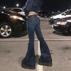 y2k Flare Jeans Casual Low Rise Cute Trousers Aesthetic Streetwear Vintage Cargo Pants Women Korean Distressed Mom Jeans voguable
