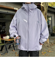 Hooded jacket man Spring zipper Windbreaker Men's Casual Climbing Waterproof Jacket Unisex Fashion Gorpcore Camping Fishing Coat