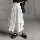 MEXZT Gothic Asymmetrical Cargo Skirts Women Streetwear Punk Irregular High Waist A Line Pleated Skirt Korean Hip Hop Midi Skirt voguable