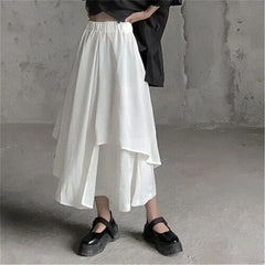 MEXZT Gothic Asymmetrical Cargo Skirts Women Streetwear Punk Irregular High Waist A Line Pleated Skirt Korean Hip Hop Midi Skirt voguable