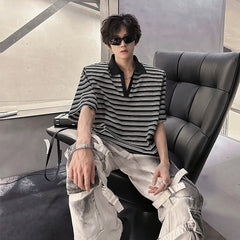 Men Cotton Comfort Breathable Stripe Polo Shirt Casual Summer Fashion Tshirt Wholesale Striped Collar Tee Outdoor Golf Wear voguable