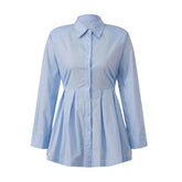 Voguable y2k Women Tops Fairycore Clothing Solid Color Turn Down Collar Long Sleeve Button Up Blouse Shirts 2000s Streetwear voguable