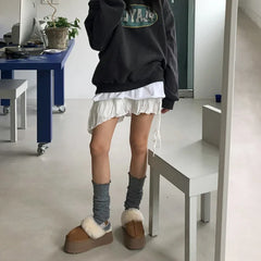 Voguable Korean Fashion Lace Up Irregular Solid Color A-line Skirt Women 2024 Spring New Street Style High Waist Pleated Casual Skirt voguable