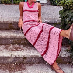 Voguable European and American source manufacturers knitted sweaters contrasting vests hollow dress spring and summer voguable