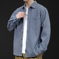 Spring Autumn New Fashion Striped POLO Collar Long Sleeve Blouse Men's Clothing Popularity Korean Casual All-match Trend Shirts voguable