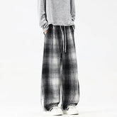 Autumn Thick Pants Men Warm Fashion Retro Plaid Pants Men Japanese Streetwear Loose Wide Leg Pants Men Vintage Trousers M-3XL voguable