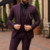 Voguable Purple Slim Fit 3-Piece Men's Suit Groomsmen Slim Fit Suit Men Elegant Suit Wedding Prom Party Outfit (Jacket+Vest+Pants) voguable