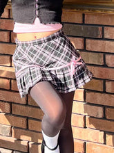 Voguable Y2K Preppy Style Plaid Ribbons Bow A-line Pleated Mini Skirt Dark Academia High Waist Short Skirts Cute Aesthetic voguable