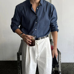 New Luxury Textured Business Men Shirts Leisure Solid Color Long Sleeve Korean Popular Men's Clothing High Quality Cardigan Tops voguable