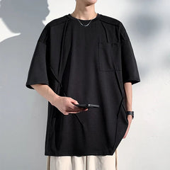 Summer Short Sleeved T-shirt Men Black White Casual T Shirt Streetwear Hip-hop Loose Round Neck Tshirt Mens Top Plus Size 4XL voguable