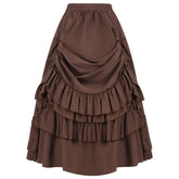 Brown Ruffled High Waisted Long Victorian Skirt Steampunk Skirts Womens Party Wear Gothic Vintage Clothes Medieval Costume Sexy voguable