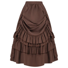 Brown Ruffled High Waisted Long Victorian Skirt Steampunk Skirts Womens Party Wear Gothic Vintage Clothes Medieval Costume Sexy voguable
