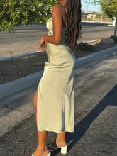 Eyelets Knit Tight Long Dress White Solid Color Women Dress For Summer Spring Square Collar Sleeveless Sexy Beach Party Dresses voguable