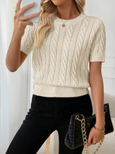 Women's casual pullover solid color short sleeved knitted sweater voguable