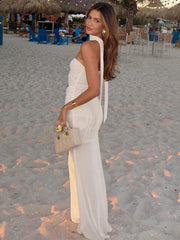 Hollow Out Backless Sexy Maxi Dress Women Gown Summer Halter Off-shoulder Backless Club Party Long Dress Elegant voguable