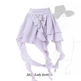 Voguable 2024 New Harajuku Women Skirt Chic A-line Korean Sweet Saia Bow Irregular Y2k Mini Skirts Ruffles Summer Jupe Fashion Clothing voguable
