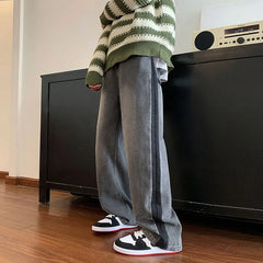 Voguable Man Cowboy Pants Straight Vintage Men's Jeans Patchwork Trousers Wide Leg with Pockets Original Casual Japanese Street Style Y2k voguable